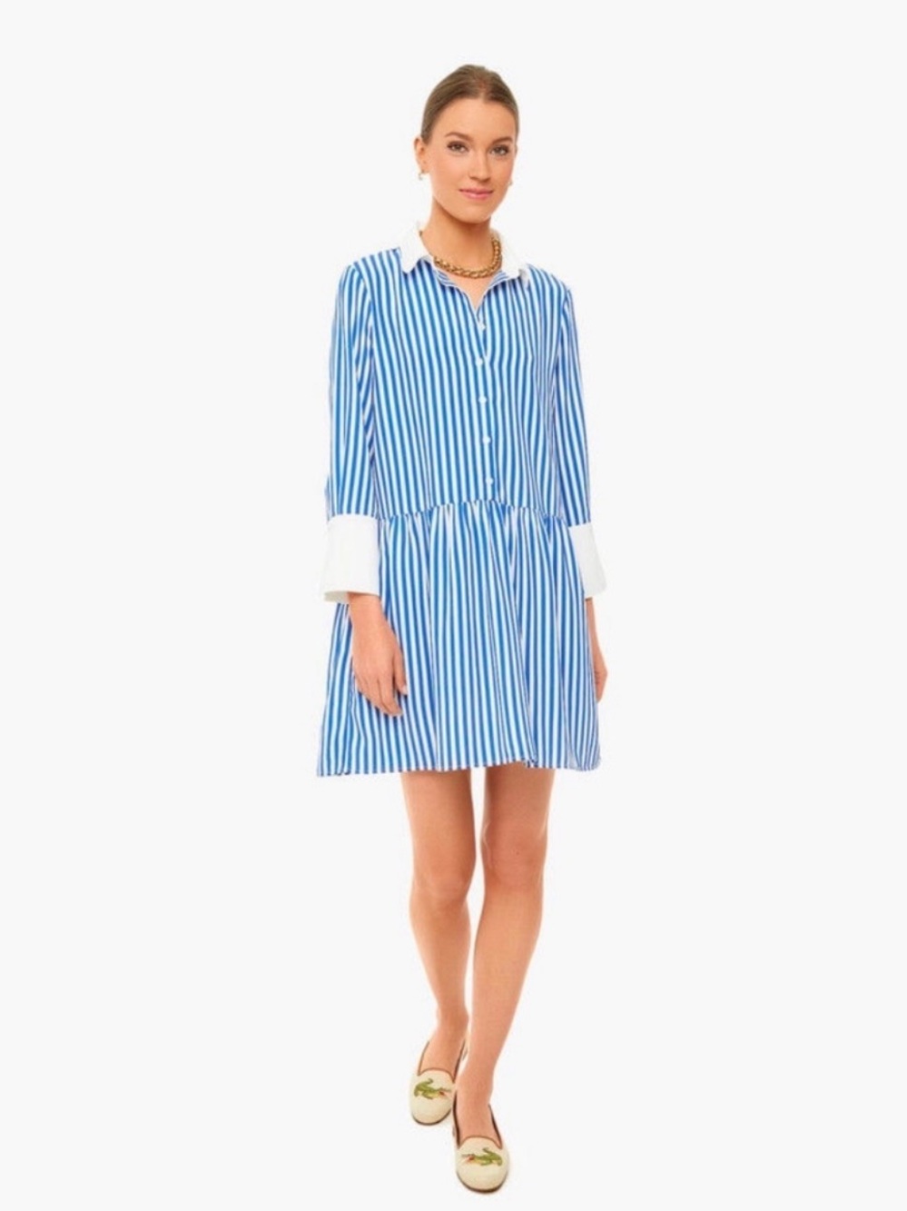 Tuckernuck Hayes Blue and White Striped Shirt Mini Dress